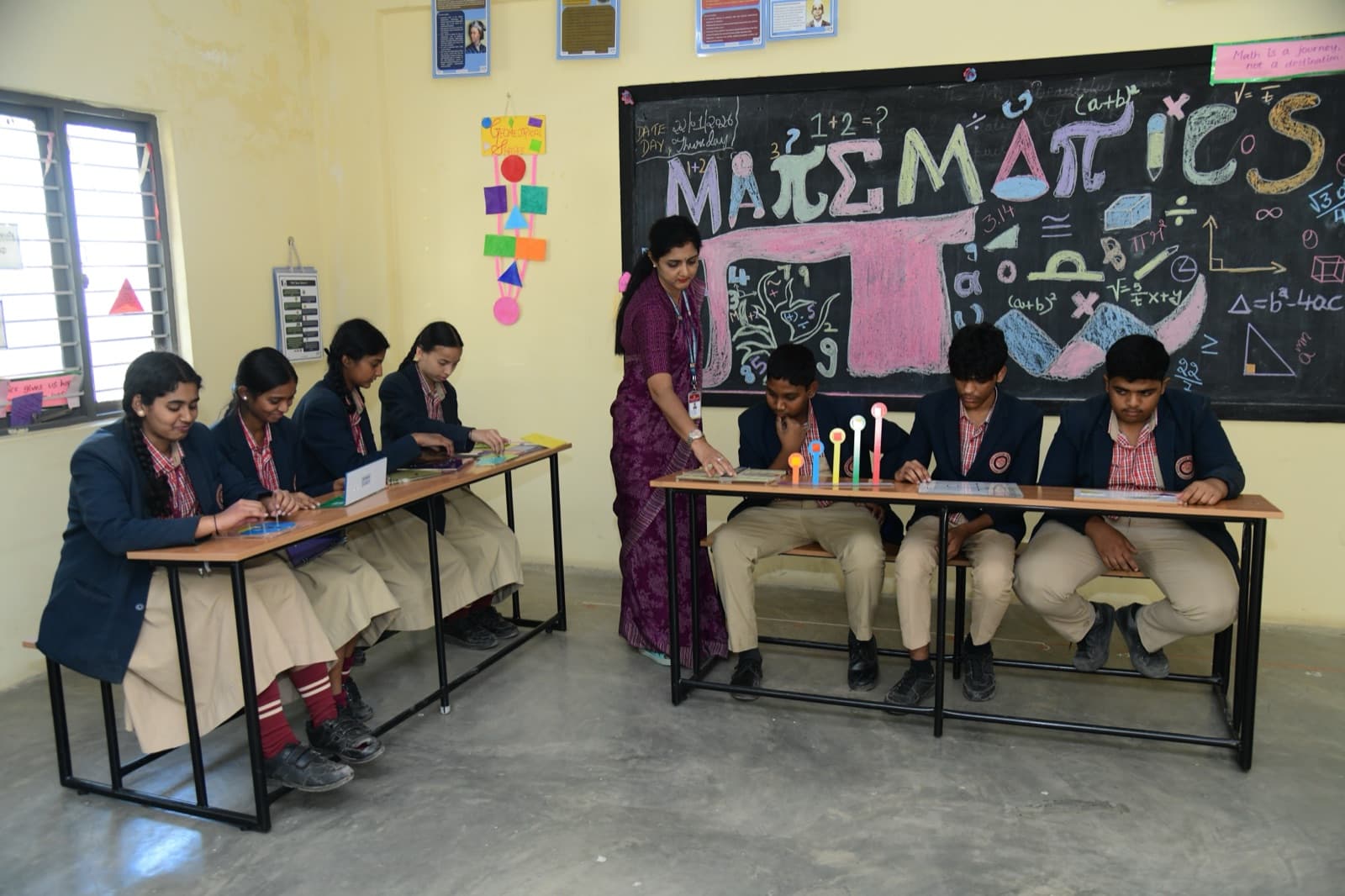 SSV classroom with math instruction on the blackboard