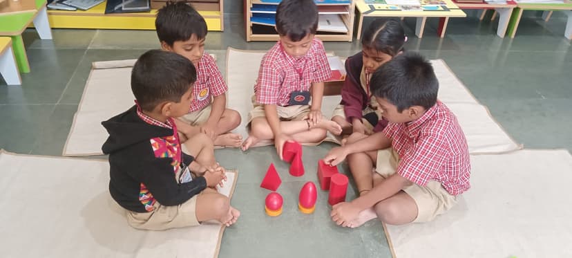 Montessori geometric solids and sensorial materials